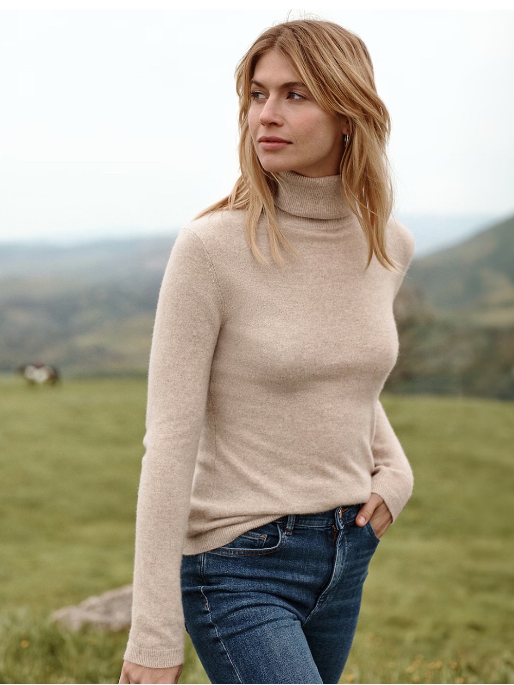 EUC Garnet Hill Essential Cashmere white turtleneck sweater, XS - Picture 2 of 10